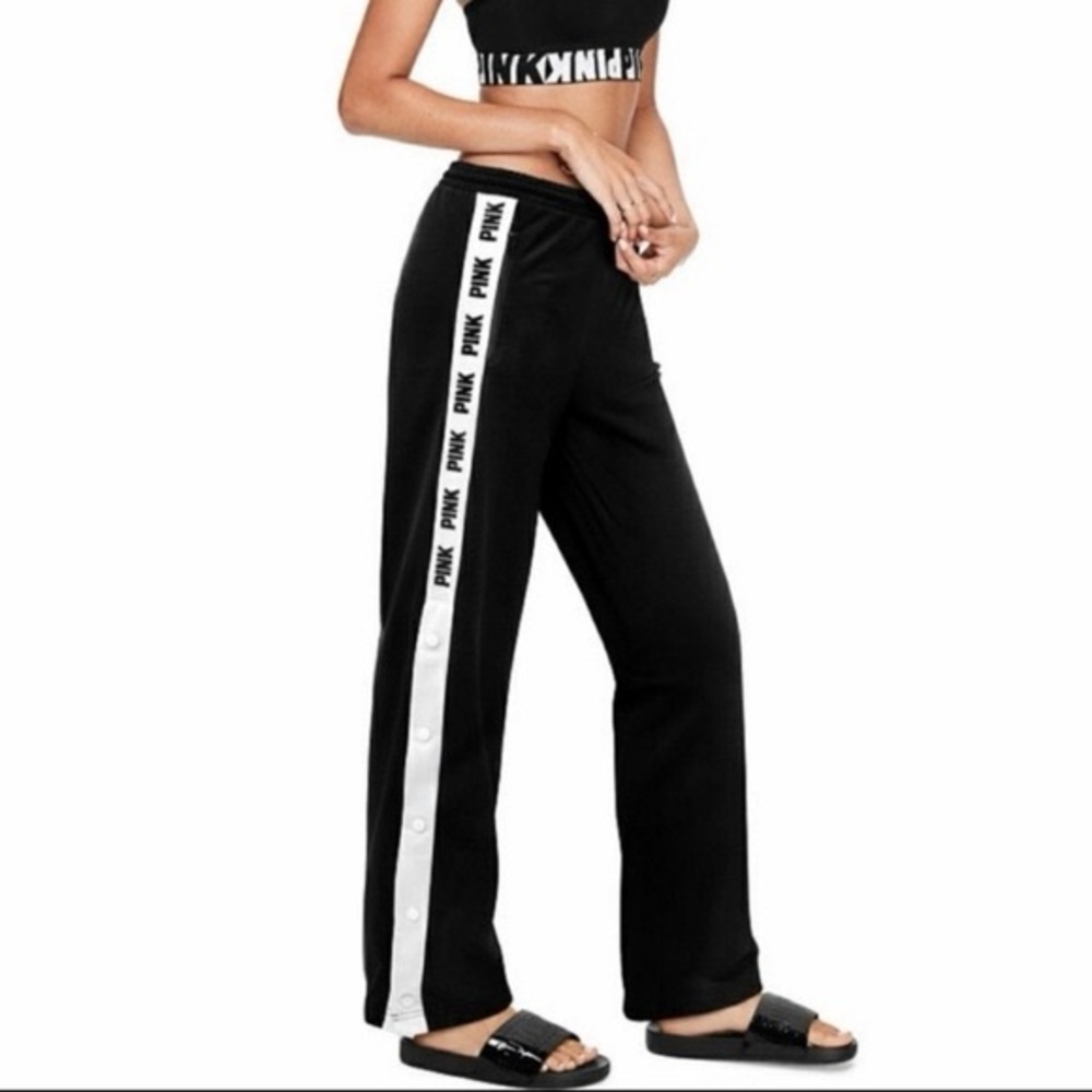 Y2K PINK Victoria Secret Snap Button Leg Track Pants | Size XS - Picture 3 of 7